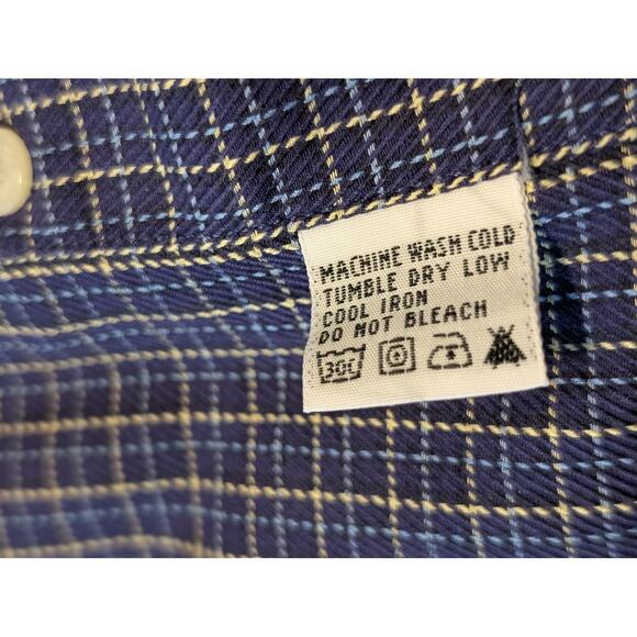 Bobby Jones Collection Woven in Italy Navy Plaid Button Down Shirt Mens Sz XXL - Picture 5 of 10